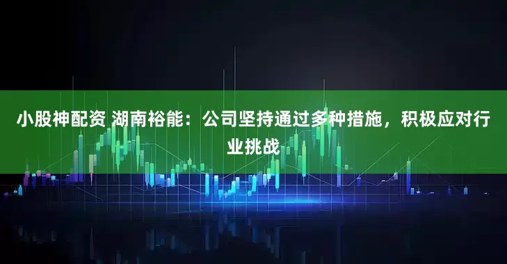 小股神配资 湖南裕能：公司坚持通过多种措施，积极应对行业挑战